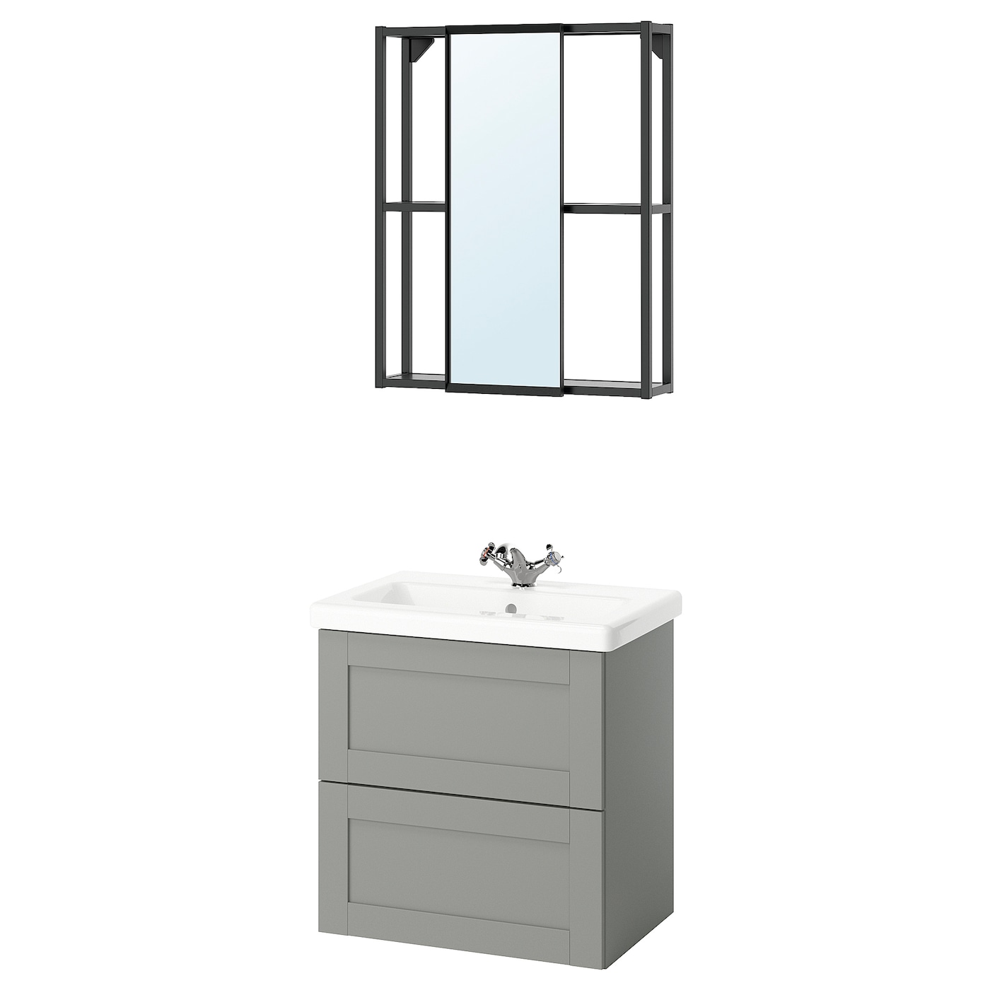 Комбинация для ванной - IKEA ENHET, 64х43х65 см, серый/антрацит, ЭНХЕТ ИКЕА
