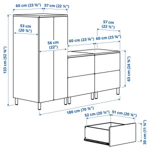 Второе фото. Детская гардеробная комбинация - IKEA PLATSA SMÅSTAD/SMASTAD, 180x57x133см, белый, ПЛАТСА СМОСТАД ИКЕА