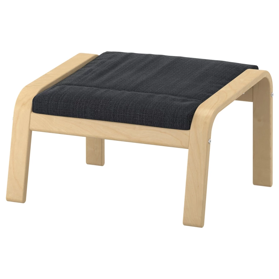 Кресло-качалка и табурет для ног - IKEA POÄNG/POANG/ПОЭНГ ИКЕА, 68х82х100 см, чёрный (изображение №3)