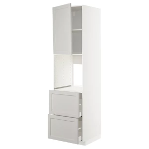 Высокий шкаф - IKEA METOD/MAXIMERA/МЕТОД/МАКСИМЕРА ИКЕА, 220х60х60 см, белый/серый