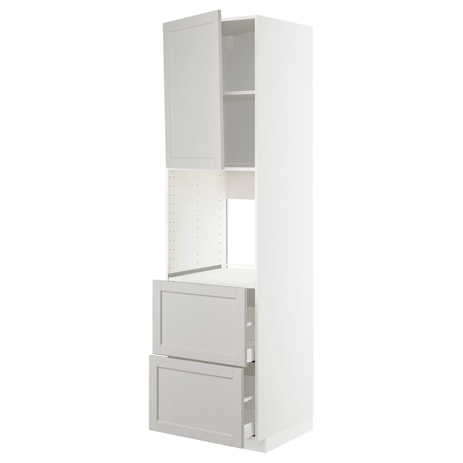 Высокий шкаф - IKEA METOD/MAXIMERA/МЕТОД/МАКСИМЕРА ИКЕА, 220х60х60 см, белый/серый (изображение №1)