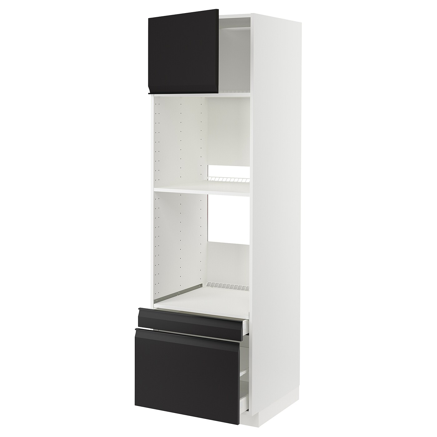 Высокий шкаф с ящиками - IKEA METOD/MAXIMERA/МЕТОД/МАКСИМЕРА ИКЕА, 200х60х60 см, черный/белый