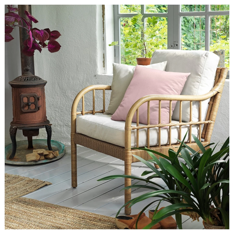 Кресло садовое - IKEA HOLMSTA, 73x57x55см, коричневый/светло-коричневый, ХОЛЬМСТА ИКЕА (изображение №2)