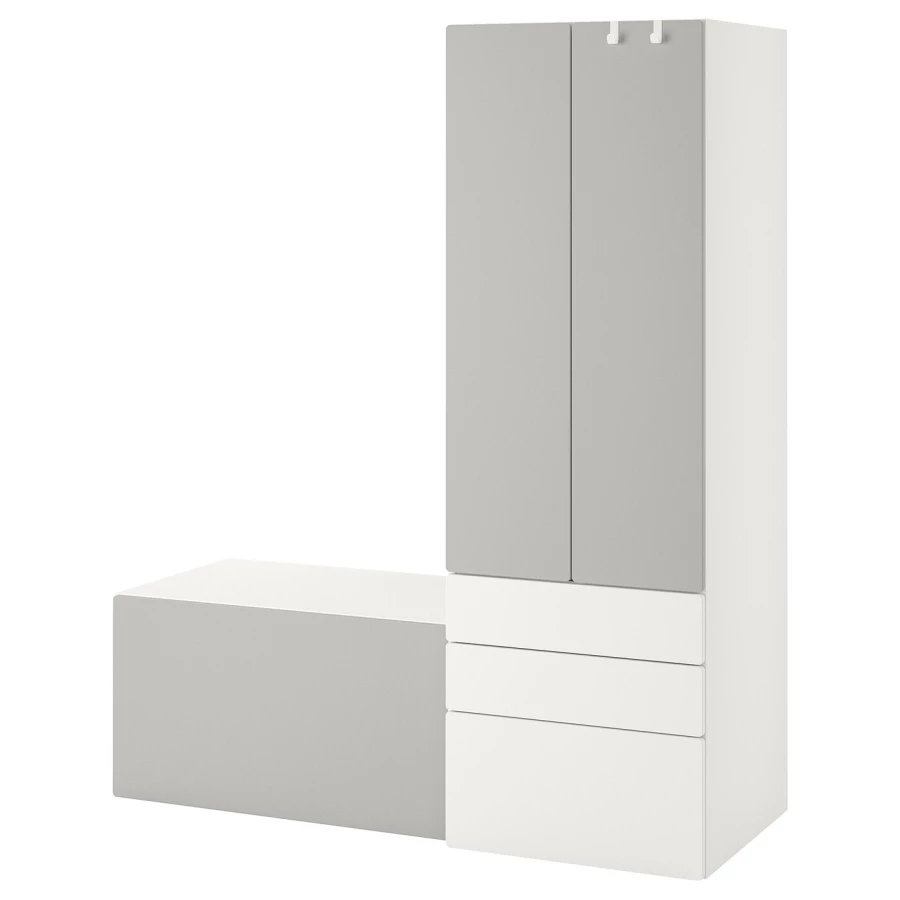 Шкаф - PLATSA/ SMÅSTAD / SMАSTAD  IKEA/ ПЛАТСА/СМОСТАД  ИКЕА, 150x57x181 см, белый/серый (изображение №1)