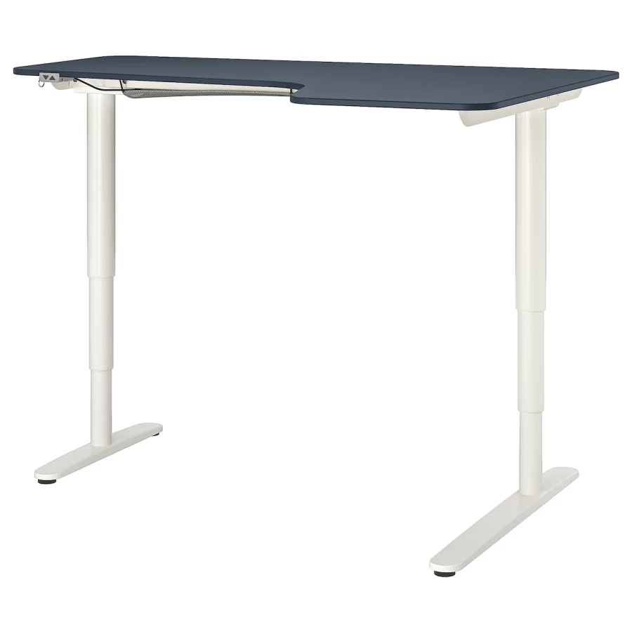 Письменный стол (правый угол) - IKEA BEKANT, 160х110х65-125 см, белый/синий, БЕКАНТ ИКЕА (изображение №1)