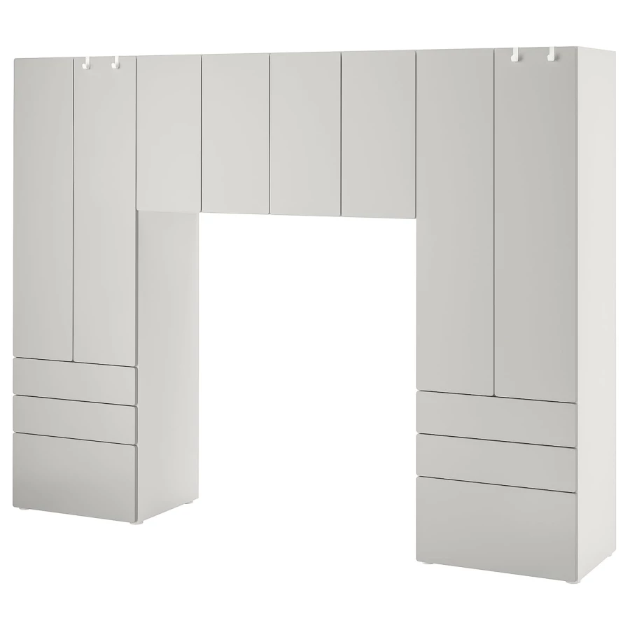 Шкаф - PLATSA/ SMÅSTAD / SMАSTAD  IKEA/ ПЛАТСА/СМОСТАД  ИКЕА, 240x42x181 см, белый/серый (изображение №1)