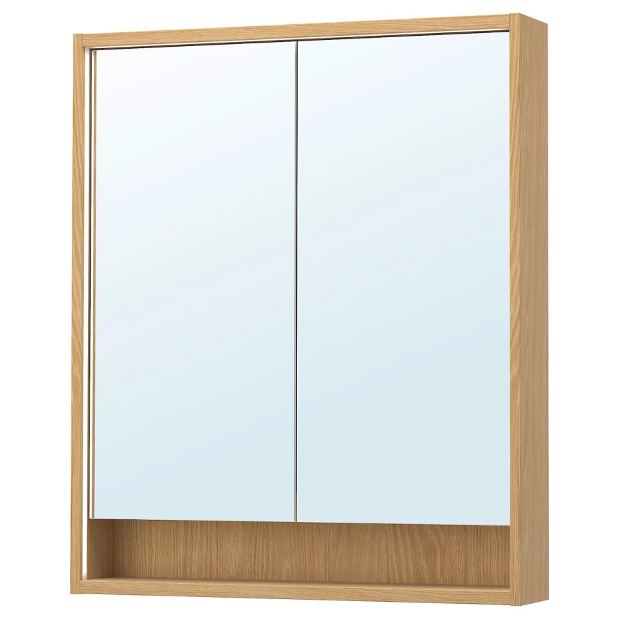 Зеркальный шкаф - FAXÄLVEN / FAXАLVEN IKEA/  ФАКСЭЛЬВЕН ИКЕА , 95х80 см, под беленый дуб (изображение №1)