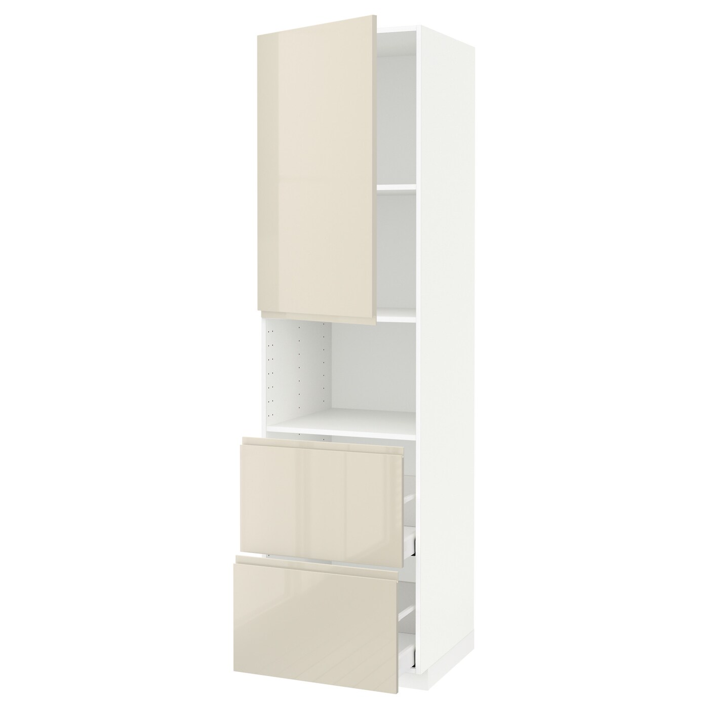 Высокий шкаф с ящиками - IKEA METOD/MAXIMERA/МЕТОД/МАКСИМЕРА ИКЕА, 220х60х60 см, белый/светло-бежевый