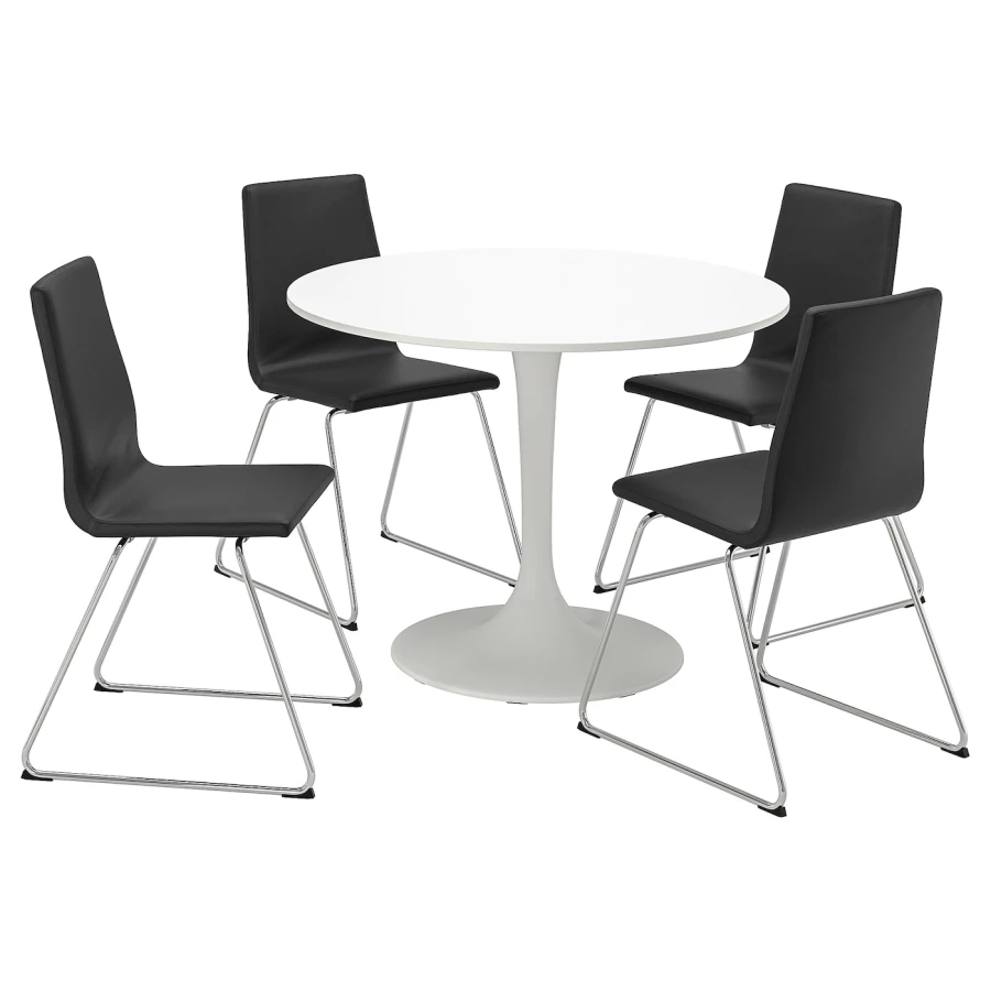Стол и 4 стула - DOCKSTA / LILLÅNÄS IKEA/ ДОКСТА/ЛИЛЛОНЭС ИКЕА, 103 см, серый/белый (изображение №1)