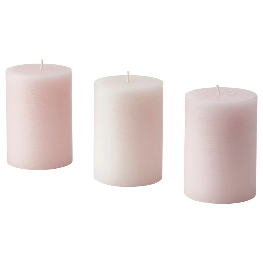 Ароматическя блочная свеча - IKEA LUGNARE/ЛУГНАРЕ ИКЕА, 10х7 см, розовый, 3 шт (изображение №1)