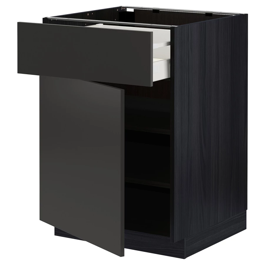 Напольный кухонный шкаф  - IKEA METOD MAXIMERA, 88x62x60см, черный, МЕТОД МАКСИМЕРА ИКЕА (изображение №1)