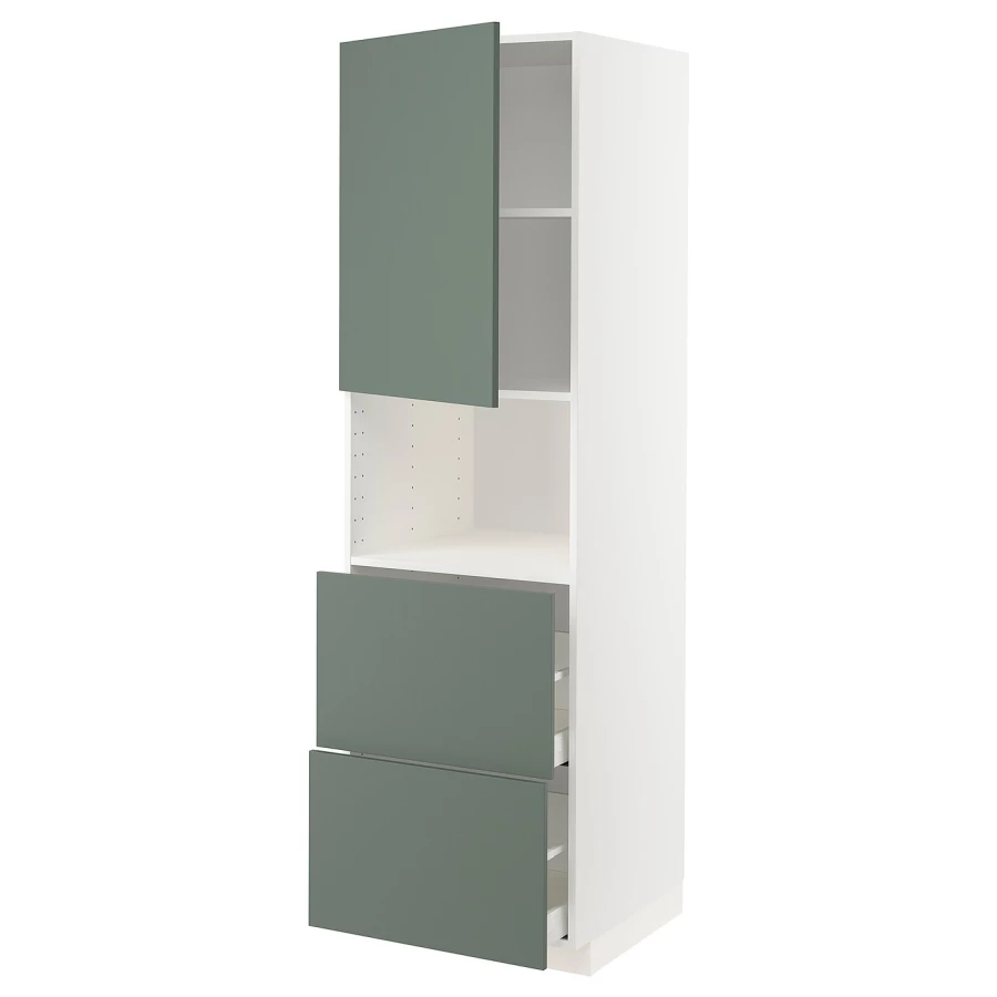 Высокий шкаф с ящиками - IKEA METOD/MAXIMERA/МЕТОД/МАКСИМЕРА ИКЕА, 200х60х60 см, белый/темно-зеленый (изображение №1)