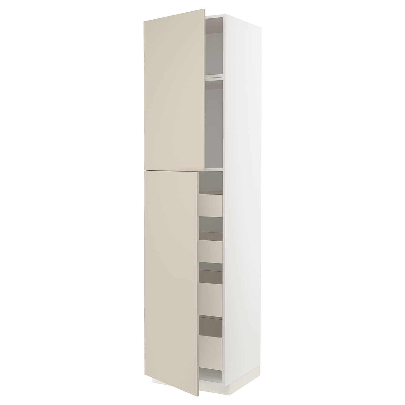 Высокий шкаф с ящиками - IKEA METOD/MAXIMERA/МЕТОД/МАКСИМЕРА ИКЕА, 240х60х60 см, белый/бежевый