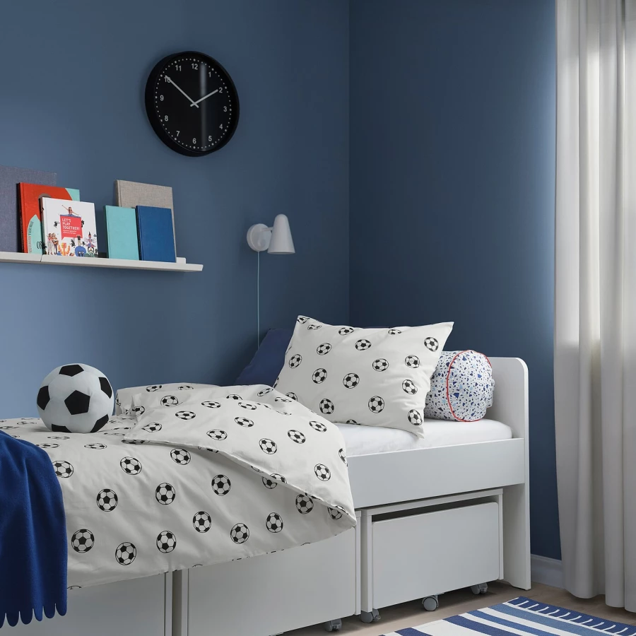Пододеяльник и наволочка - SPORTSLIG  IKEA/ СПОРТЛИГ ИКЕА,  150x200/50x60 см, белый (изображение №3)