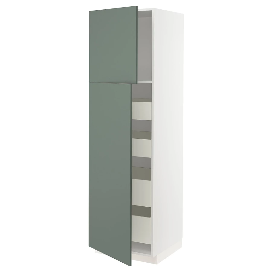 Высокий шкаф - IKEA METOD/MAXIMERA/МЕТОД/МАКСИМЕРА ИКЕА, 200х60х60 см, белый/темно-зеленый (изображение №1)