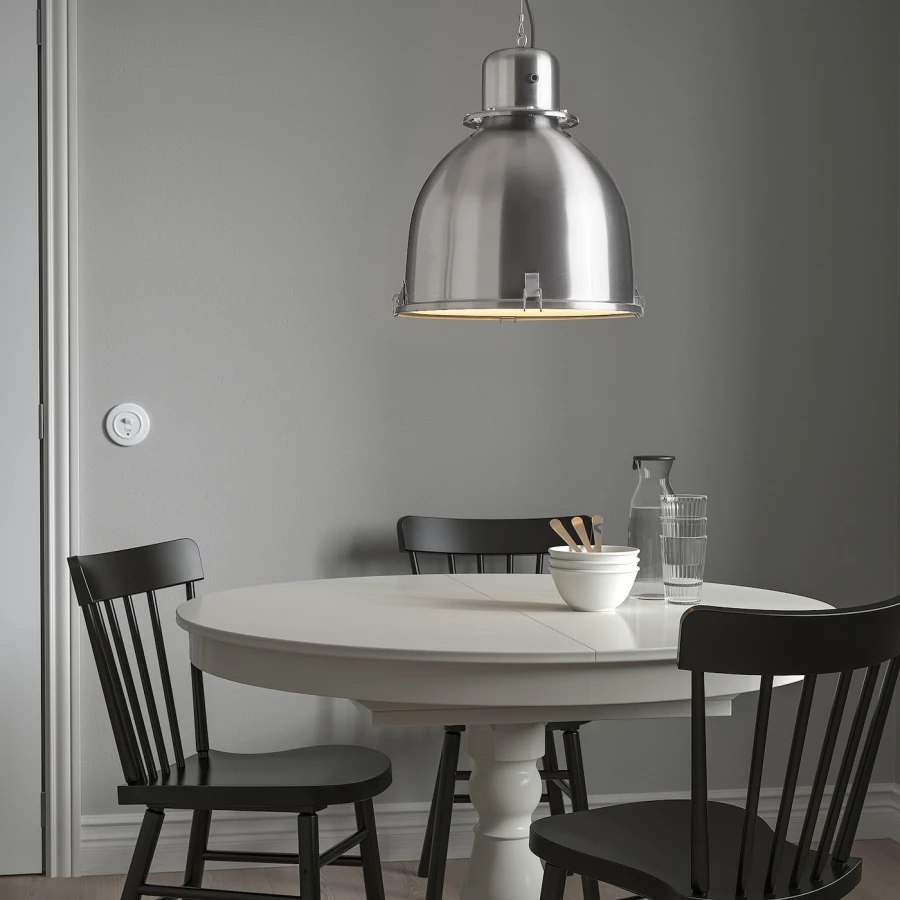Подвесной светильник - SVARTNORA  IKEA / СУННЕБЮ / СВАРТИНОРА ИКЕА, 38 см, серебритсый (изображение №3)