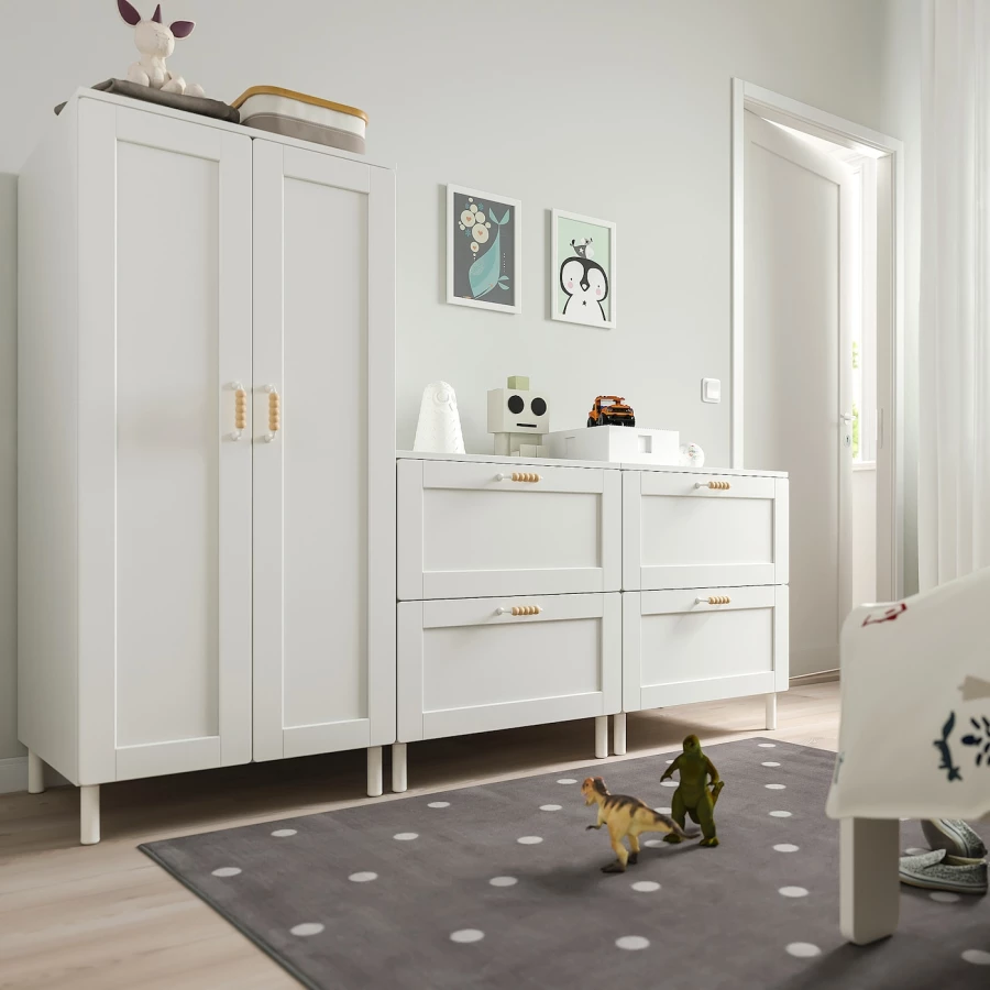 Детская гардеробная комбинация - IKEA PLATSA SMÅSTAD/SMASTAD, 180x57x133см, белый, ПЛАТСА СМОСТАД ИКЕА (изображение №2)