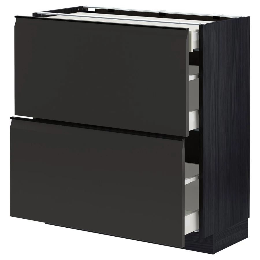 Напольный кухонный шкаф  - IKEA METOD, 88x39x80см, черный, МЕТОД ИКЕА (изображение №1)
