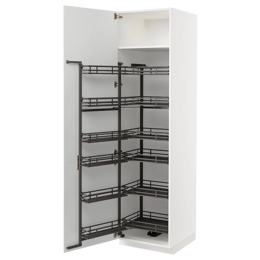 Высокий шкаф с выдвижной кладовой - IKEA METOD/МЕТОД ИКЕА, 60х60х220 см, белый (изображение №1)