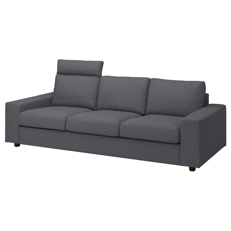 Чехол на 3-местный диван  - IKEA  VIMLE/ВИМЛЕ ИКЕА, 255х103 см, серый (изображение №1)