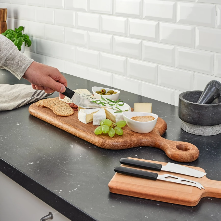 Набор ножей для сыра - IKEA SKARLANGA/SKÄRLÅNGA, 3 предмета, нержавеющая сталь/черный, СКЭРЛОНГА ИКЕА (изображение №7)