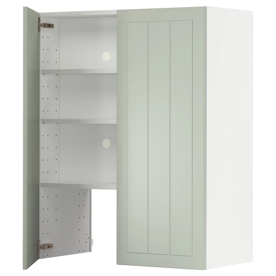 Навесной шкаф с полкой - METOD IKEA/ МЕТОД ИКЕА, 100х80 см, белый/зеленый (изображение №1)