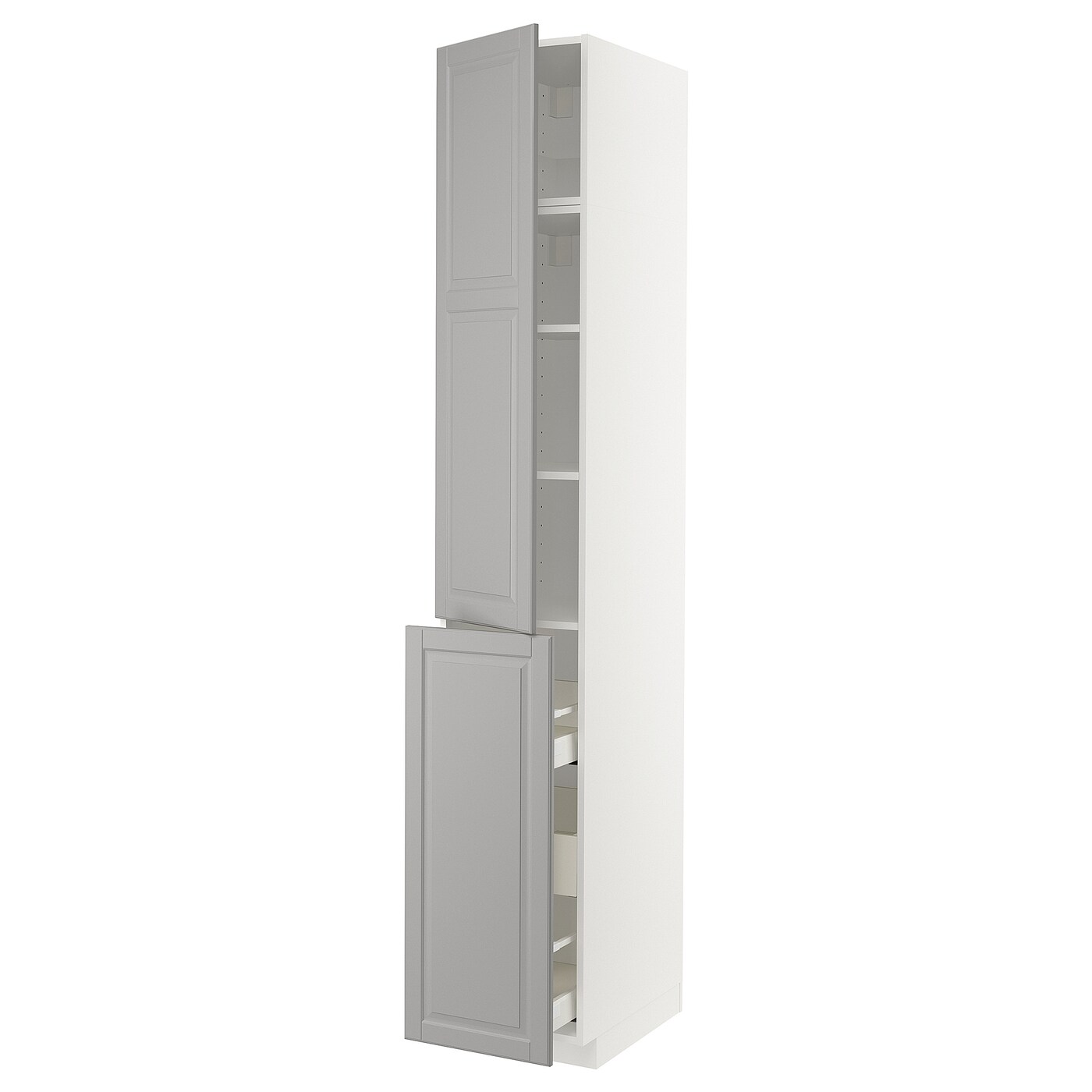 Высокий шкаф - IKEA METOD/MAXIMERA/МЕТОД/МАКСИМЕРА ИКЕА, 240х60х40 см, белый/серый