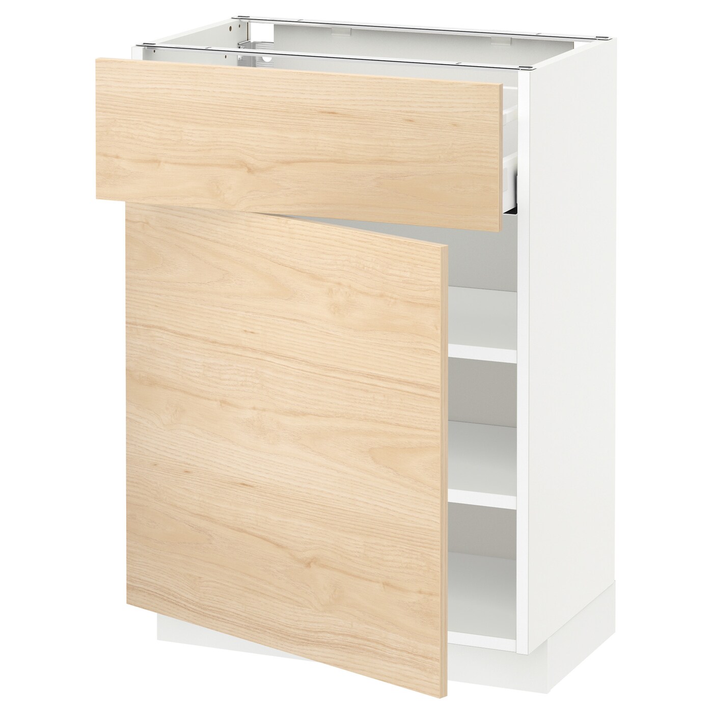 Напольный кухонный шкаф  - IKEA METOD MAXIMERA, 88x39x60см, белый/светлый ясень, МЕТОД МАКСИМЕРА ИКЕА