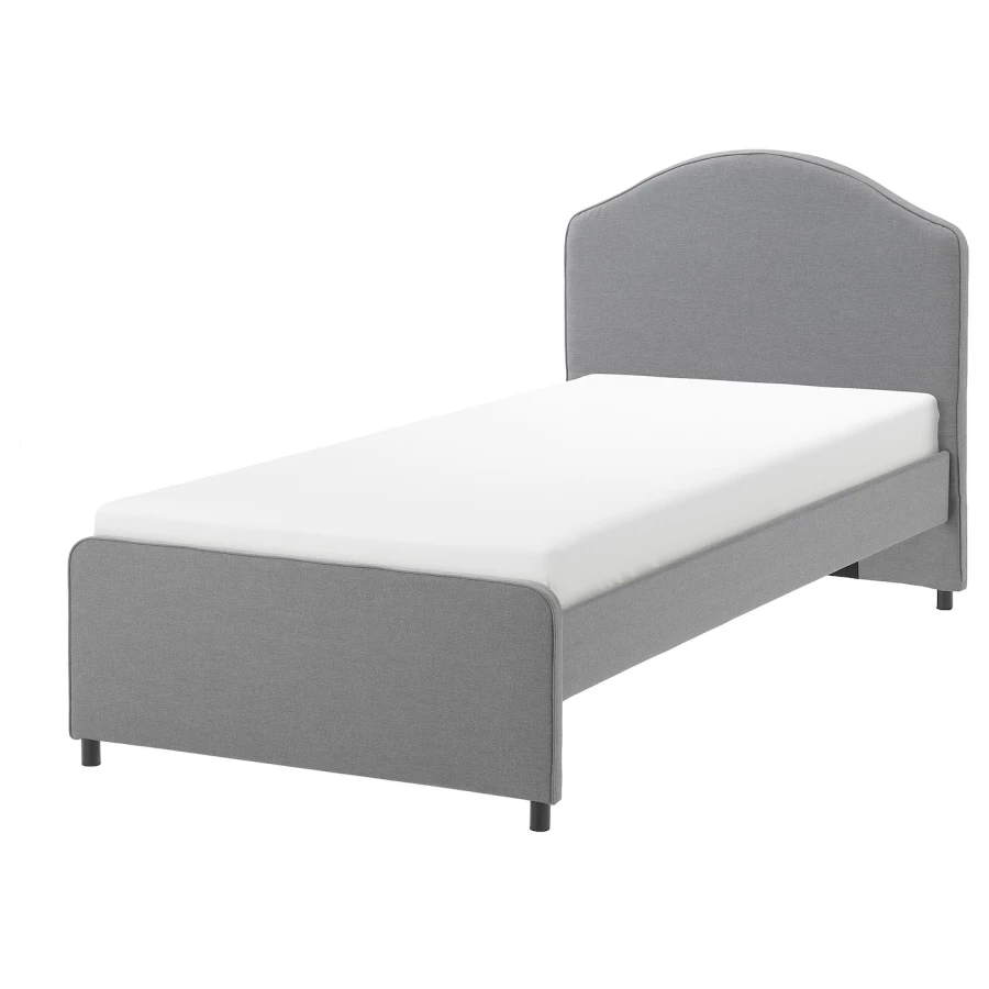Каркас кровати с мягкой обивкой - IKEA HAUGA, 200х90 см, серый, ХАУГА ИКЕА (изображение №1)