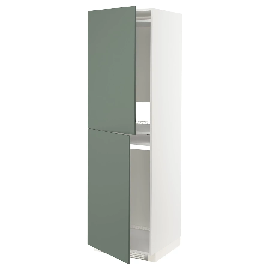 Высокий кухонный шкаф - IKEA METOD/МЕТОД ИКЕА, 200х60х60 см, белый/темно-зеленый (изображение №1)
