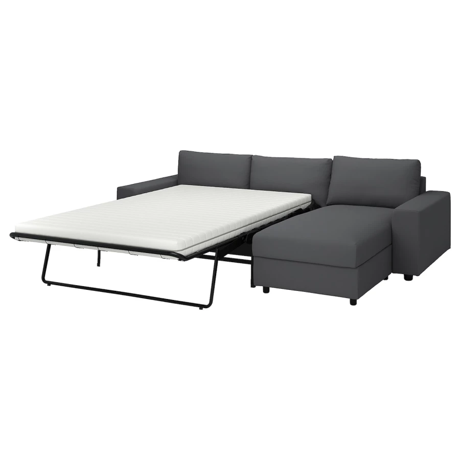 3-местный диван с шезлонгом - IKEA VIMLE, 98x285см, темно-серый, ВИМЛЕ ИКЕА (изображение №1)