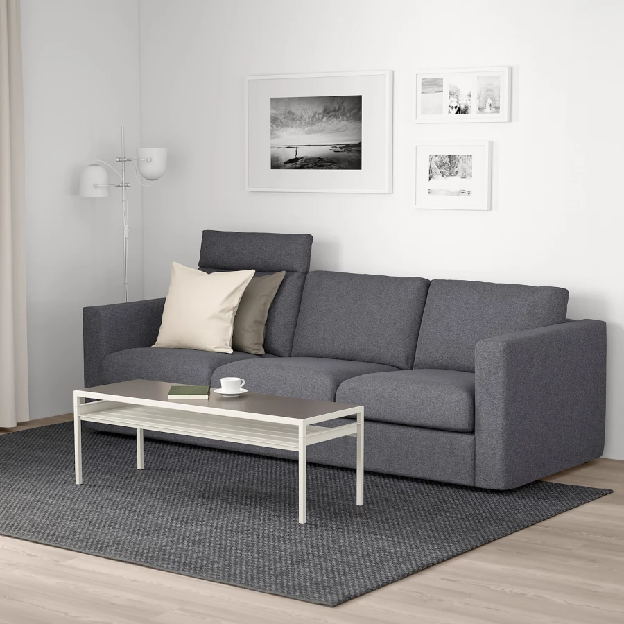 Диван 3-местный - IKEA VIMLE, 241х98х83 см, серый, ВИМЛЕ ИКЕА (изображение №2)