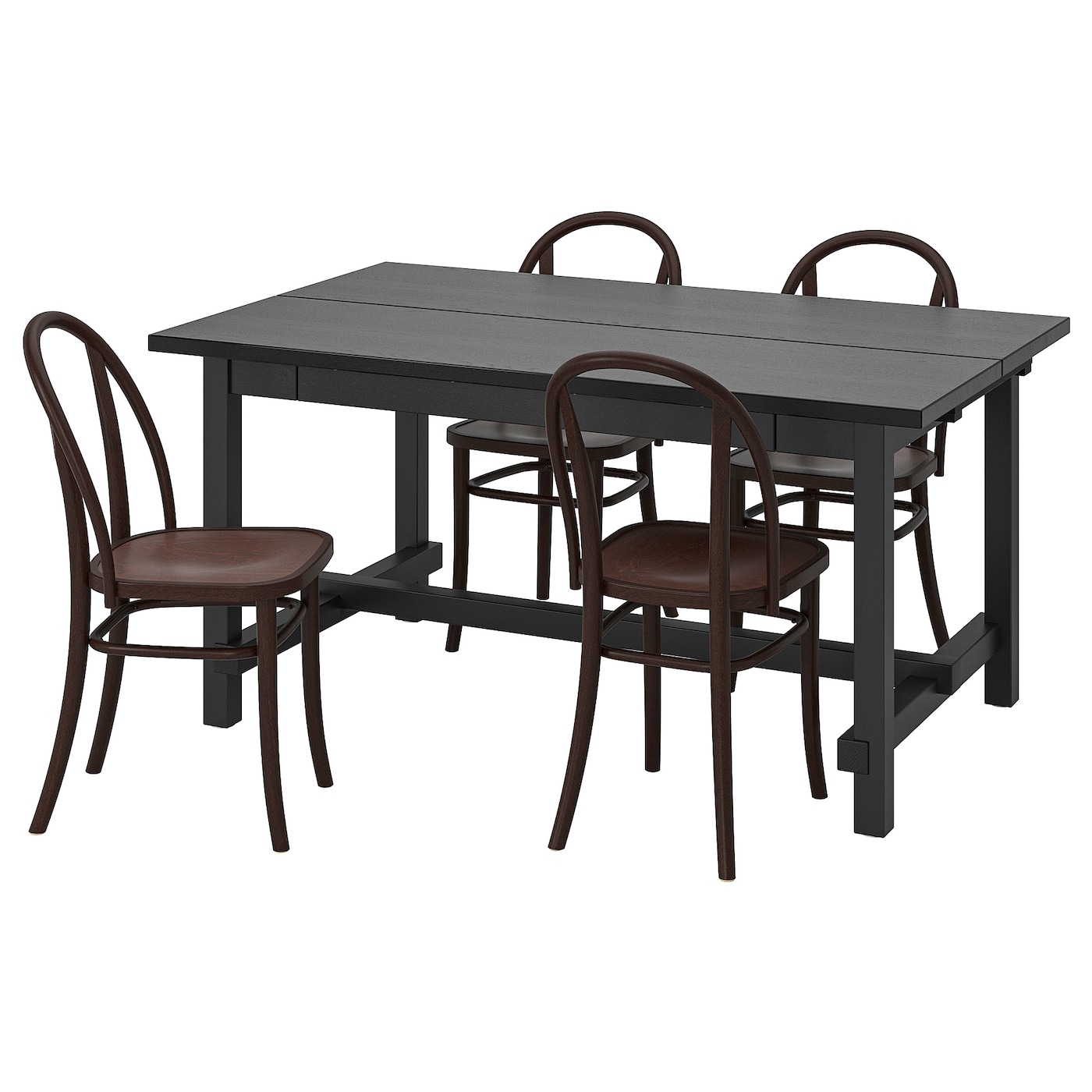 Стол и 4 стула - NORDVIKEN / SKOGSBO IKEA/ НОРДВИКЕН /СКОГСБО ИКЕА, 223х95х75 см, черный/коричневый