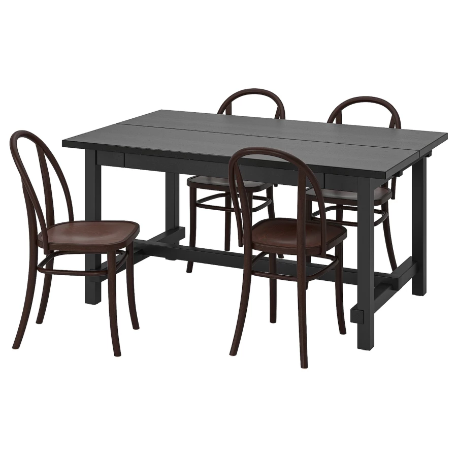 Стол и 4 стула - NORDVIKEN / SKOGSBO IKEA/ НОРДВИКЕН /СКОГСБО ИКЕА, 223х95х75 см, черный/коричневый (изображение №1)