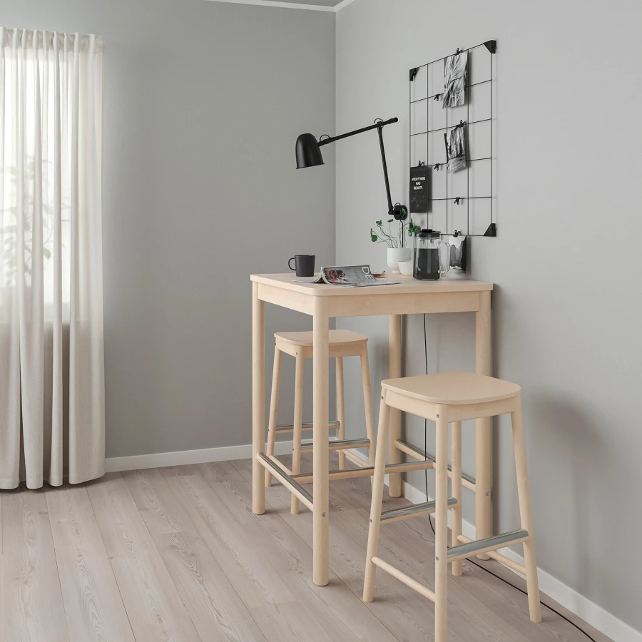 Стол и 2 барных стула - IKEA RÖNNINGE/RОNNINGE/ ИКЕА РЁННИНГЕ, 75х75х105 см, береза (изображение №2)