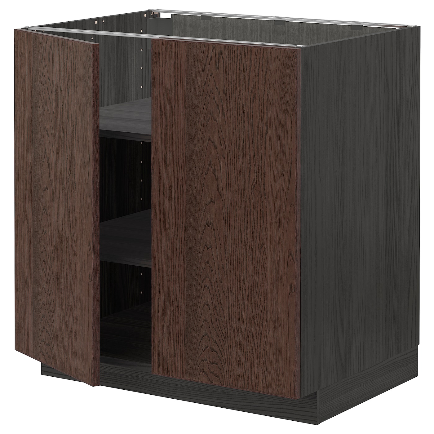 Напольный кухонный шкаф  - IKEA METOD, 88x62x80см, черный/коричневй, МЕТОД ИКЕА