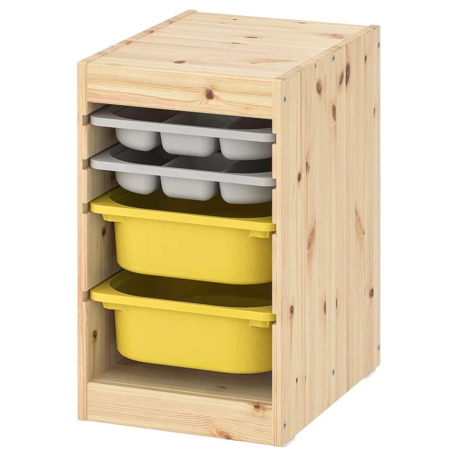 Стеллаж - IKEA TROFAST, 32х44х52 см, сосна/желтый/бело-серый, ТРУФАСТ ИКЕА (изображение №1)