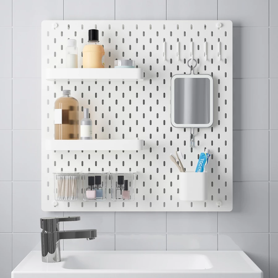 Комбинированная перфорированная доска  - SKÅDIS / SKАDIS IKEA/ СКОДИС  ИКЕА,  56х56 см, белый (изображение №2)