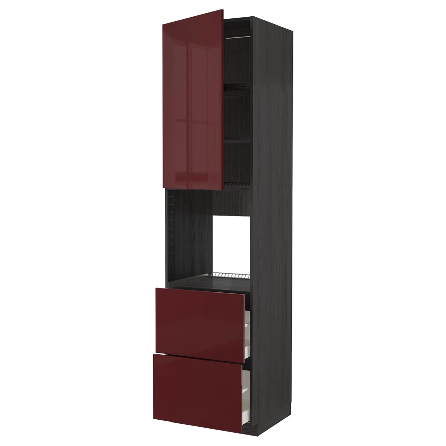 Высокий шкаф - IKEA METOD/MAXIMERA/МЕТОД/МАКСИМЕРА ИКЕА, 240х60х60 см, красный/черный (изображение №1)