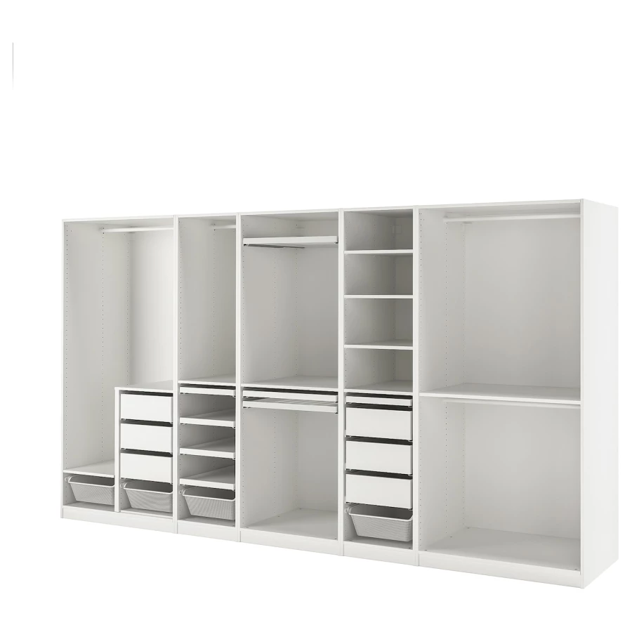 Гардероб - IKEA PAX, 375x58x201 см, белый ПАКС ИКЕА (изображение №1)