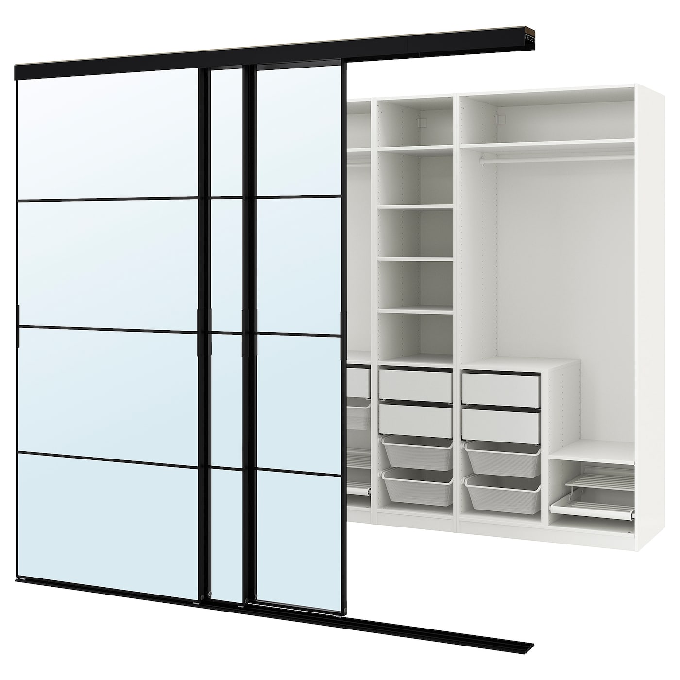 Шкаф - SKYTTA / PAX IKEA/ СКИТТА / ПАКС  ИКЕА, 240х276 см, черный/белый