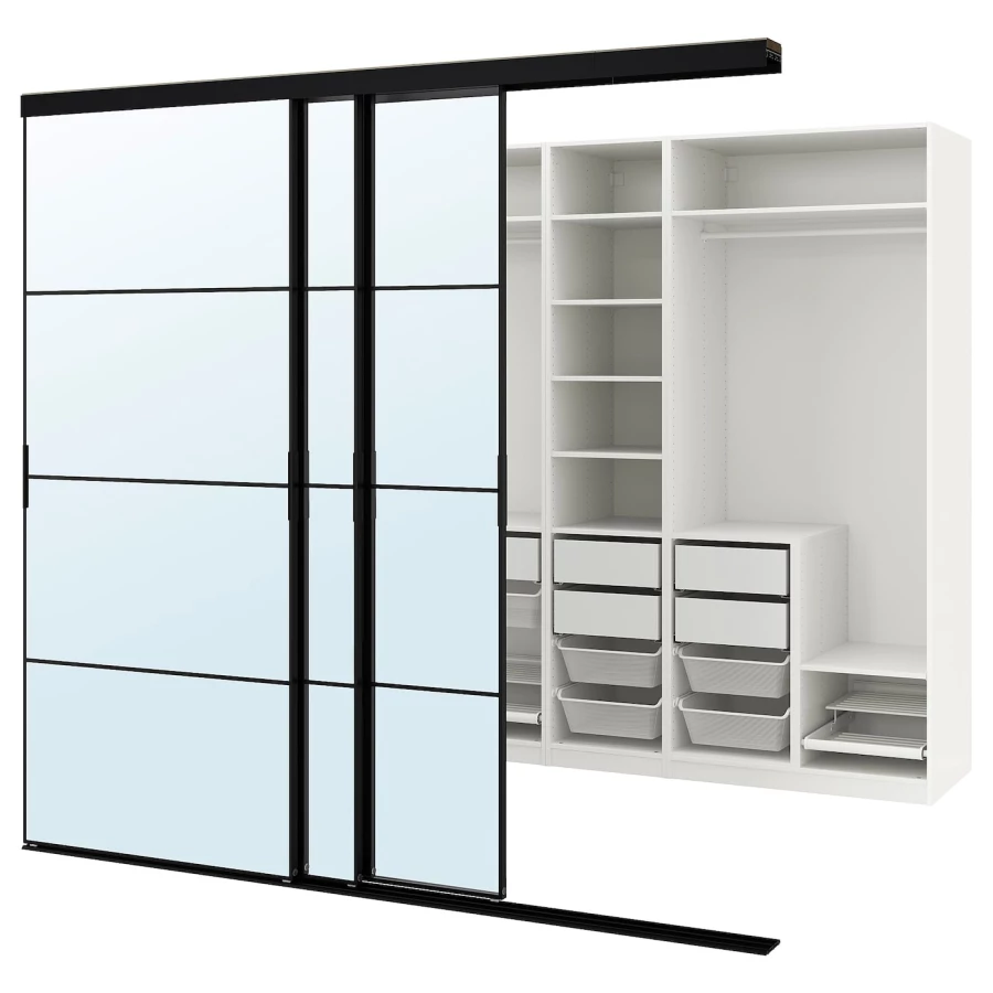 Шкаф - SKYTTA / PAX IKEA/ СКИТТА / ПАКС  ИКЕА, 240х276 см, черный/белый (изображение №1)