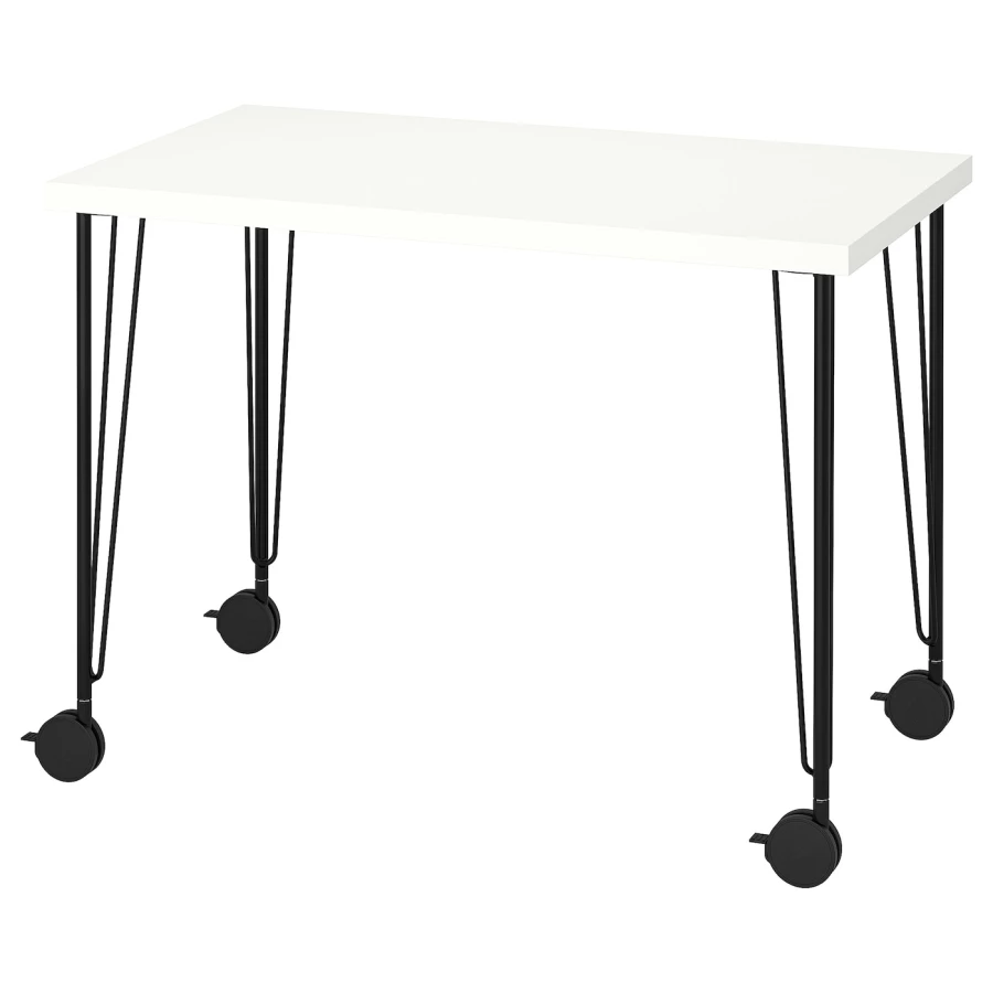 Письменный стол - IKEA LINNMON/KRILLE, 100x60 см, белый/черный, ЛИННМОН/КРИЛЛЕ ИКЕА (изображение №1)