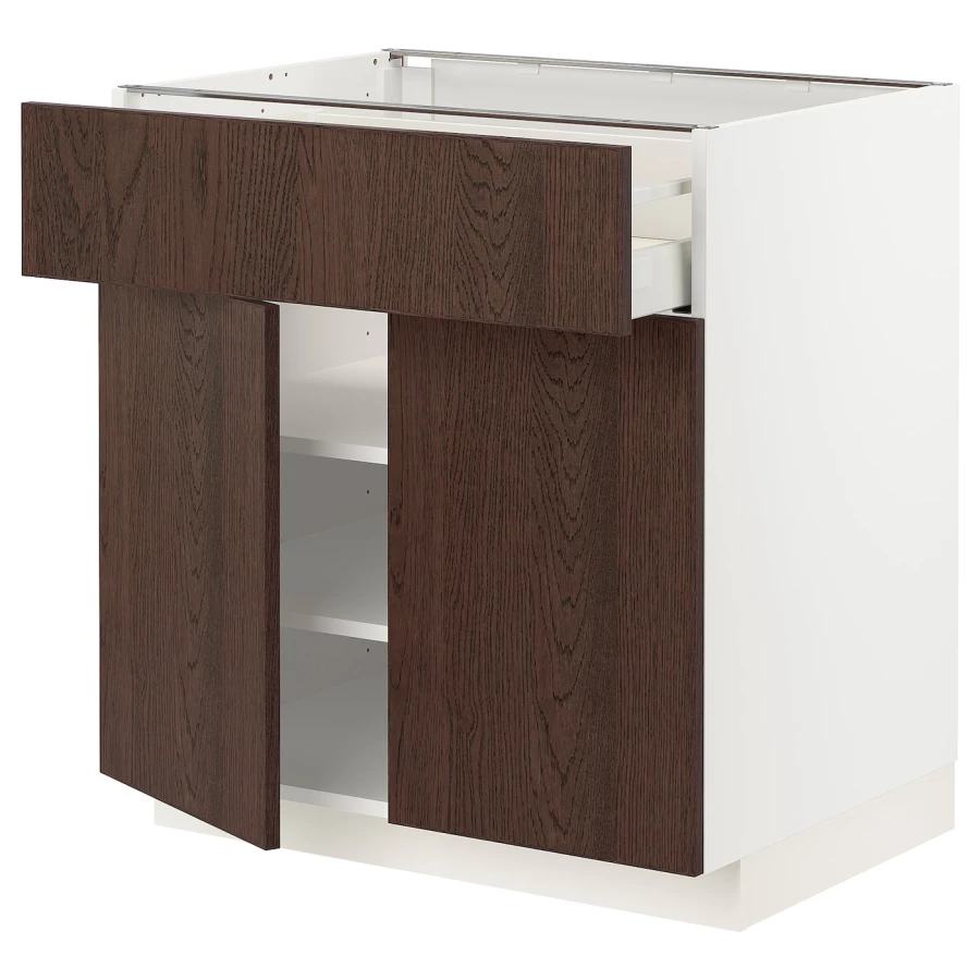 Напольный кухонный шкаф  - IKEA METOD MAXIMERA, 88x61,6x80см, белый/коричневый, МЕТОД МАКСИМЕРА ИКЕА (изображение №1)