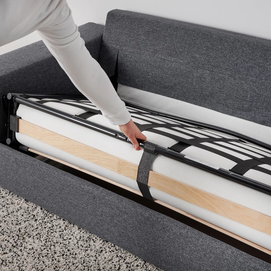 2-местный диван с широкими подлокотниками/Гуннаред средний серый - IKEA VIMLE, 98x204см, серый, ВИМЛЕ ИКЕА (изображение №6)