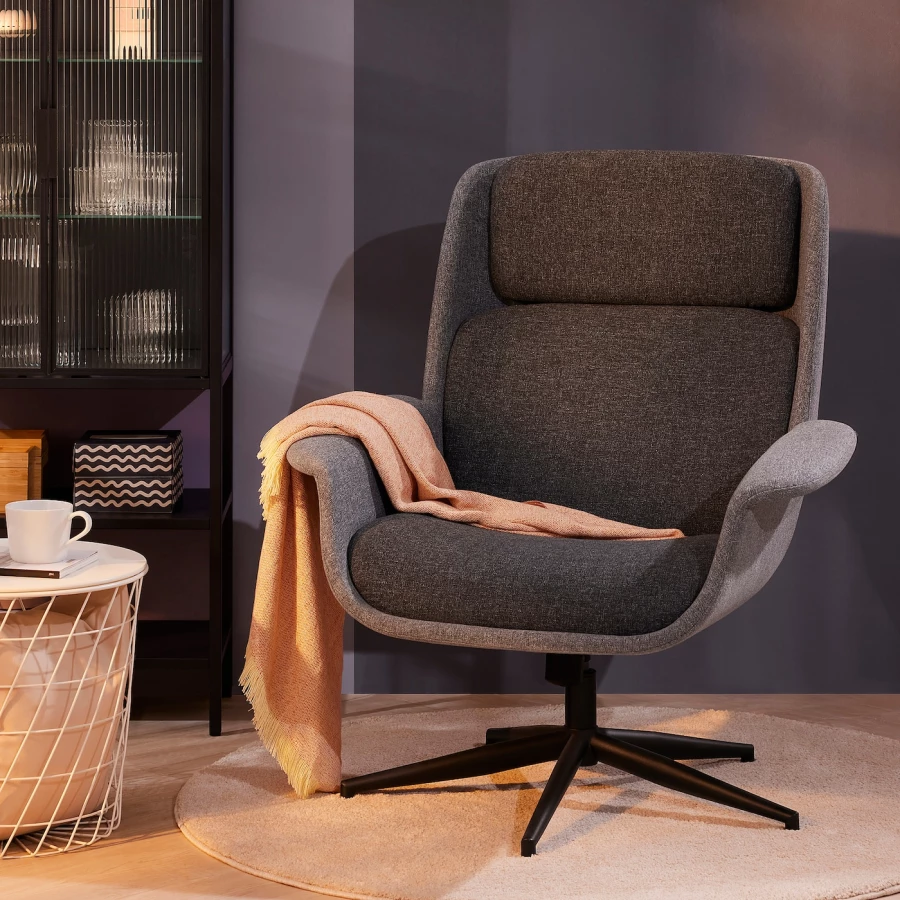 Вращающееся кресло - IKEA ÄLEBY/ALEBY, 88x86x100см, серый, АЛЕБИ ИКЕА (изображение №2)