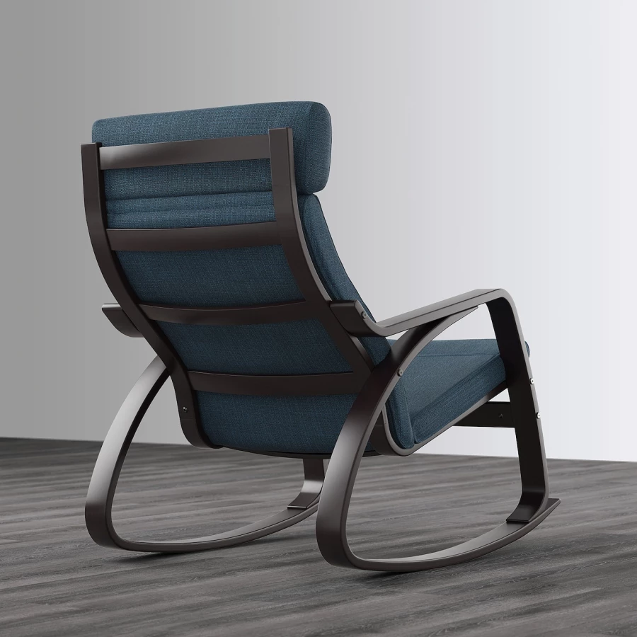 Кресло-качалка - IKEA POÄNG/POANG/ПОЭНГ ИКЕА, 68х94х95 см, темно-синий (изображение №3)