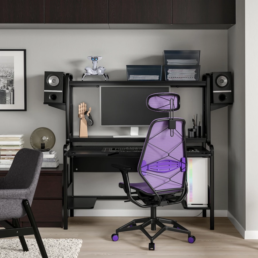 Игровой стол и стул - IKEA FREDDE/STYRSPEL, 153х84х5 см, черный/фиолетовый, ИКЕА ФРЕДДЕ/СТУРСПЕЛ (изображение №2)