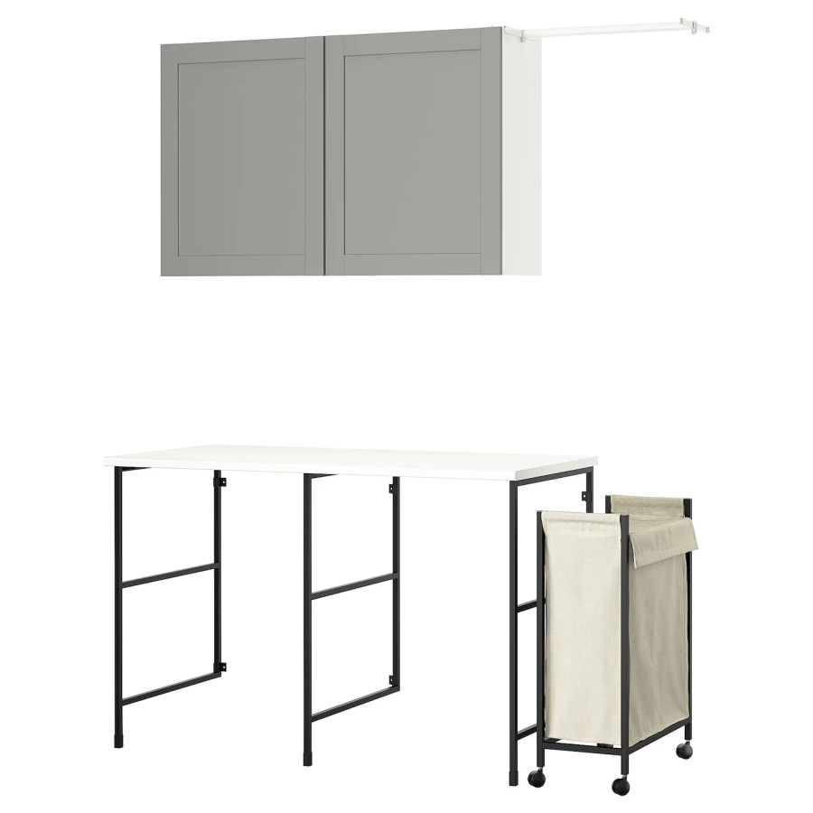 Комбинация для ванной - IKEA ENHET, 139х63.5х90.5 см, белый/серый/антрацит, ЭНХЕТ ИКЕА (изображение №1)