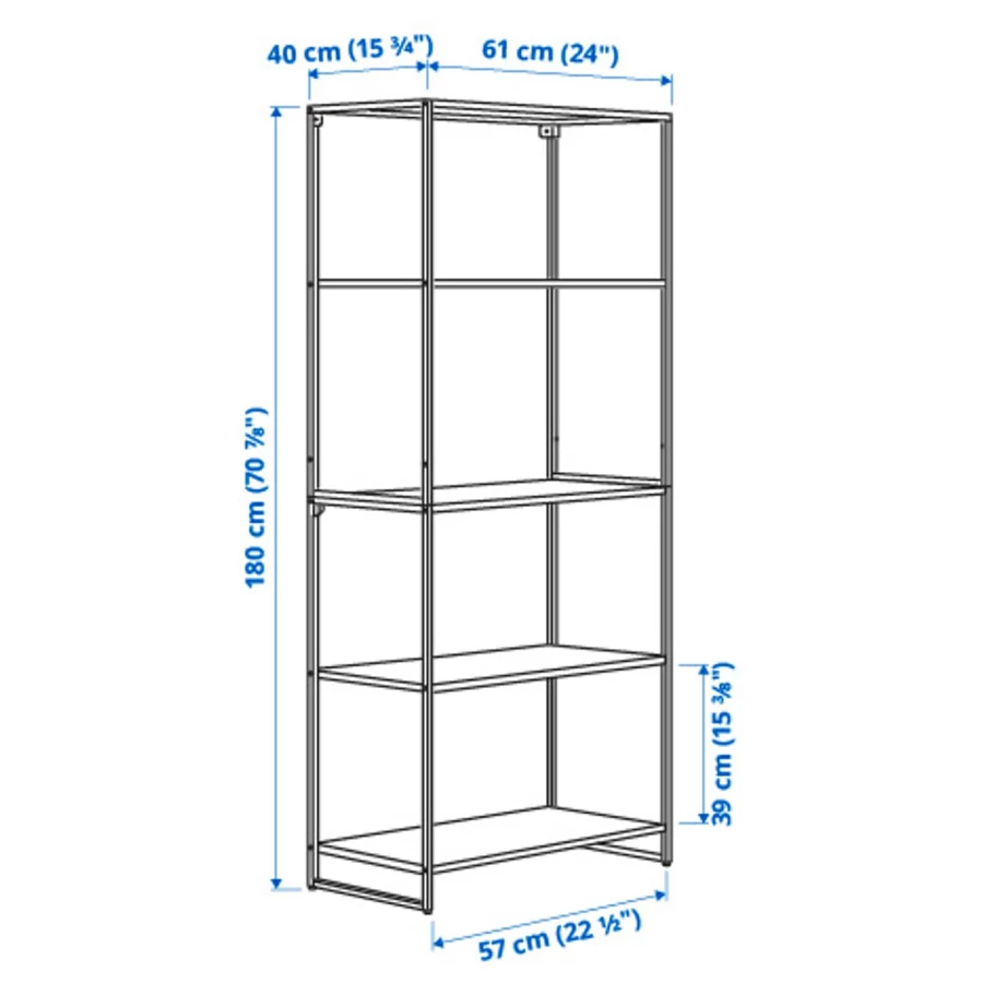 Книжный шкаф - JOSTEIN IKEA/ ЙОСТЕЙН ИКЕА,  180х61 см, белый (изображение №4)
